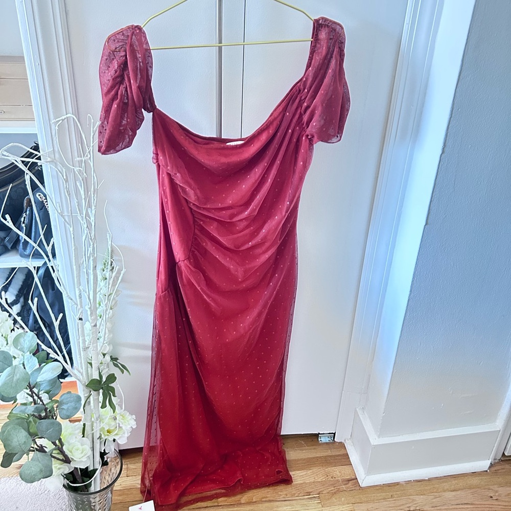 Elegant Red Evening Dress ASOS size 12, lace dress brick color.